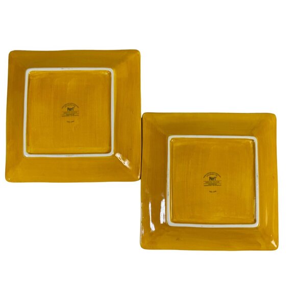 Pier 1 Imports Essential Colors Square Harvest Dinner Plates Set 2 Earthenware - Picture 2 of 16